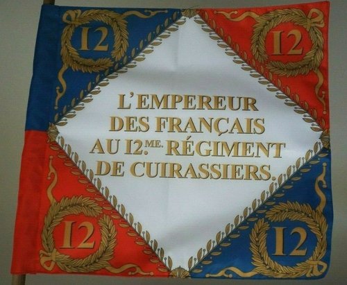 Drapeau du 12 eme regiment de cuirassiers 1804. 1 face. Taille réelle